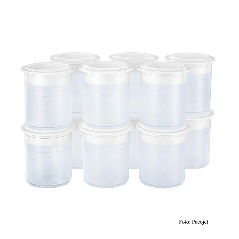 Set of 12 plastic PACOJET pacotiseerbeker with lids for food processing