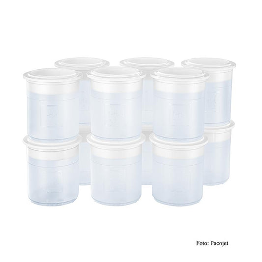 Set of 12 plastic PACOJET pacotiseerbeker with lids for food processing