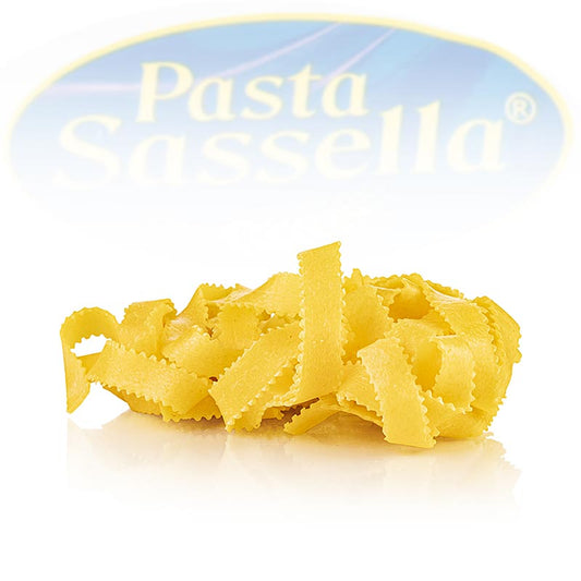 Verse reginette, bandpasta, geribbelde rand, 10 mm, Sassella, 500 g
