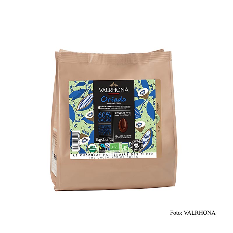 Valrhona Oriado, couverture puur 60%, callets, BIO, 1 kg