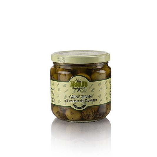 Groene olijven, met pit, met Provençaalse kruiden, Arnaud, 430 g