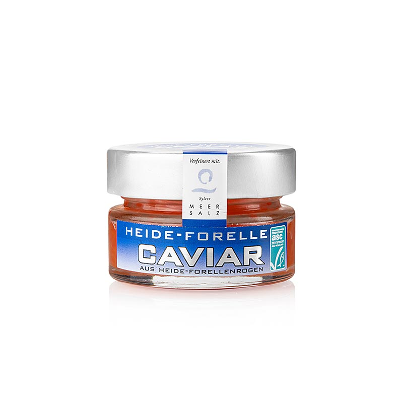 Heide forelkaviaar, met Sylt zeezout, oranjerood, ASC, 50 g