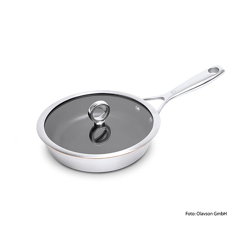 Olavson koperen pan, met deksel, gecoat, 20 cm, voor alle soorten fornuizen, 1 stuk
