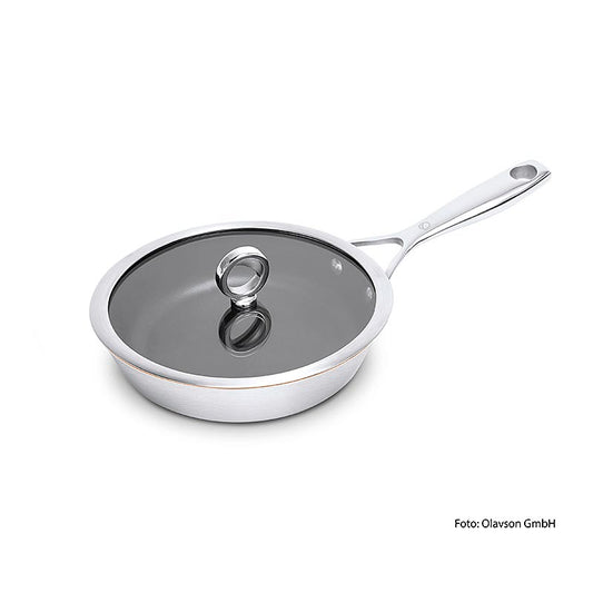 Olavson koperen pan, met deksel, gecoat, 20 cm, voor alle soorten fornuizen, 1 stuk