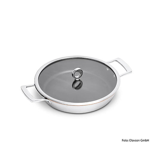 Olavson koperen serveerpan, zonder steel, met deksel, gecoat, 30 cm, voor alle soorten fornuizen, 1 stuk