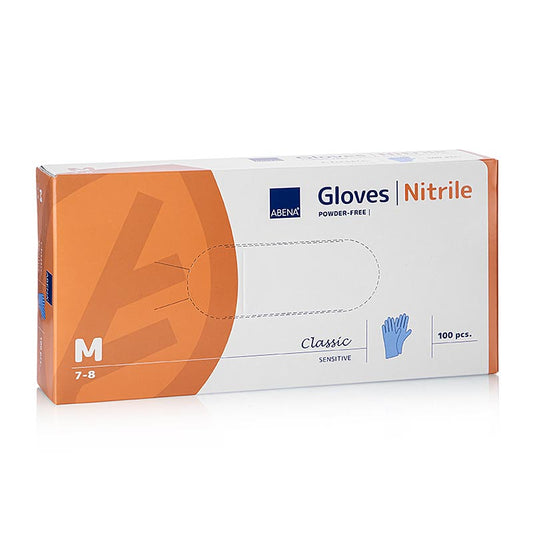 Wegwerphandschoenen nitril, blauw, M, ongepoederd, 100 stuks
