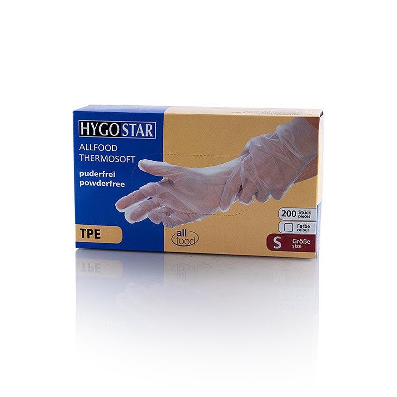 Wegwerphandschoenen TPE "Allfood Thermosoft", transparant, S, Hygostar, 200 stuks