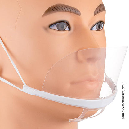 Mond-neusmasker, transparant & wit, van polycarbonaat, 100% Chef, 1 stuk