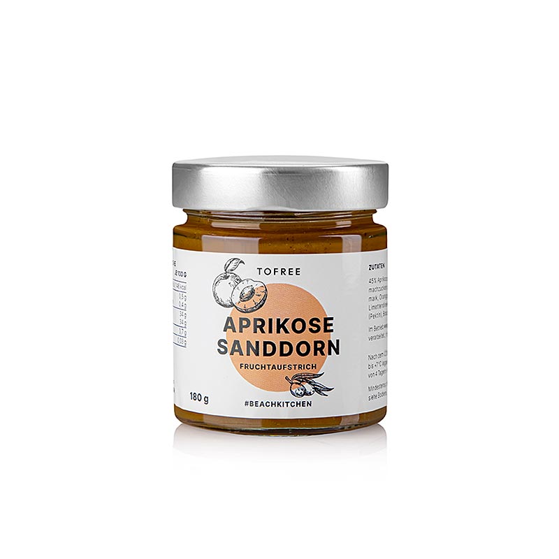 Biologische vruchtenspread van abrikoos en duindoorn, 180 g, van TOFREE-noord