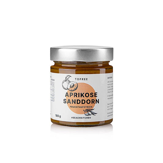 Biologische vruchtenspread van abrikoos en duindoorn, 180 g, van TOFREE-noord