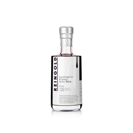 Reingold Azijn Condimento bianco No 8 Rode biet, 250 ml vinegar product with white balsamic and red beet flavors in a 250 ml bottle