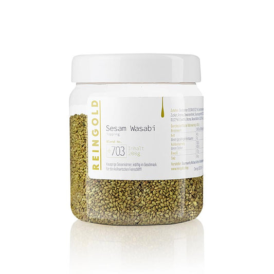 Reingold - Sesamzaadjes met wasabi-smaak, 200 g - Een heerlijke mix van knapperige sesamzaadjes met een pittige wasabi-smaak, perfect als smaakvolle toevoeging aan salades, sushi, en nog veel meer
