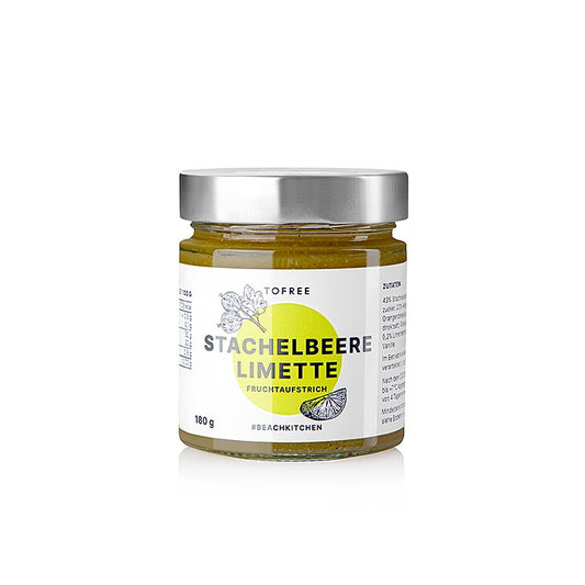 TOFREE-noord - Kruisbes - Limoen fruitspread, 180 g, biologische spread voor op brood of toast, gemaakt van heerlijke kruisbessen en limoen, 100% natuurlijk en zonder toegevoegde suikers