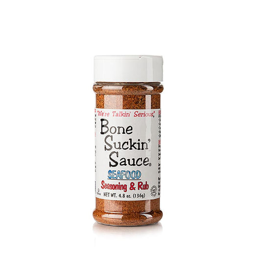 Bone Suckin' Seafood Seasoning & Rub zeevruchten, BBQ-kruidenpreparaat, Ford's Food, 136 g - Een heerlijke kruidenmix voor het op smaak brengen van zeevruchten voor de barbecue van het merk Ford's Food, in een verpakking van 136 gram