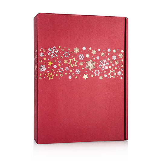 Three-pack red star ribbon wine gift box, 360x250x90mm, perfect for gifting, 1 piece