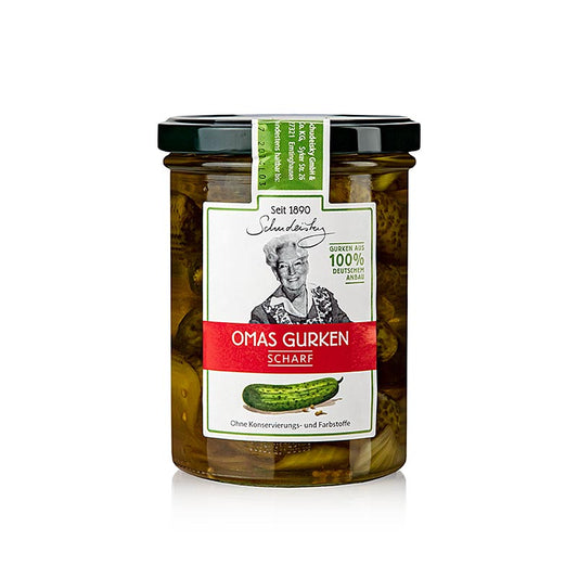 Oma's augurken, warm gepekeld, Schudeisky, 400 g - Traditionele ingemaakte komkommers in een glazen pot van 400 gram