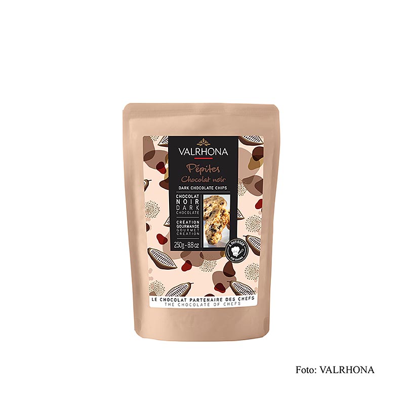 Valrhona Pépites noire, chocoladedruppels, donker, bakvast (31841), 250 g