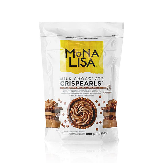 Crispearls Milk, knapperige melkchocoladeparels, Mona Lisa Callebaut, 800 g