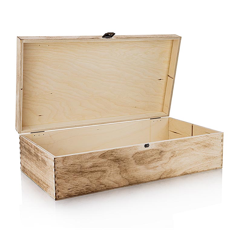 Wijn geschenkdoos gevlamd houten kistje - luxe geschenkverpakking van 2 flessen wijn, afmetingen 370x185x98mm, handgemaakt houten kistje, perfect cadeau voor elke gelegenheid