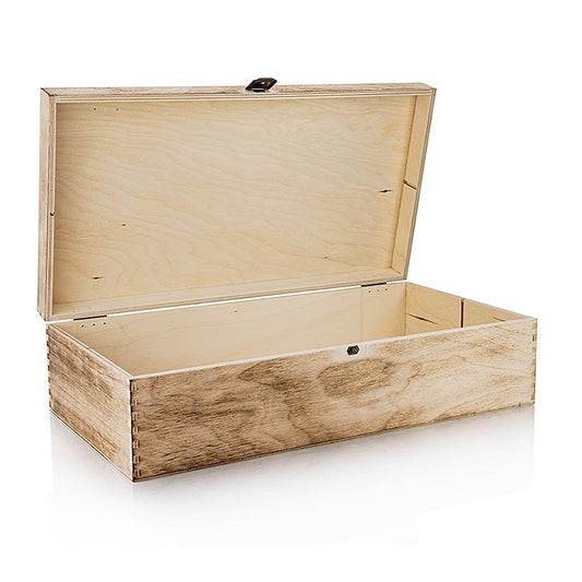 Wijn geschenkdoos gevlamd houten kistje - luxe geschenkverpakking van 2 flessen wijn, afmetingen 370x185x98mm, handgemaakt houten kistje, perfect cadeau voor elke gelegenheid