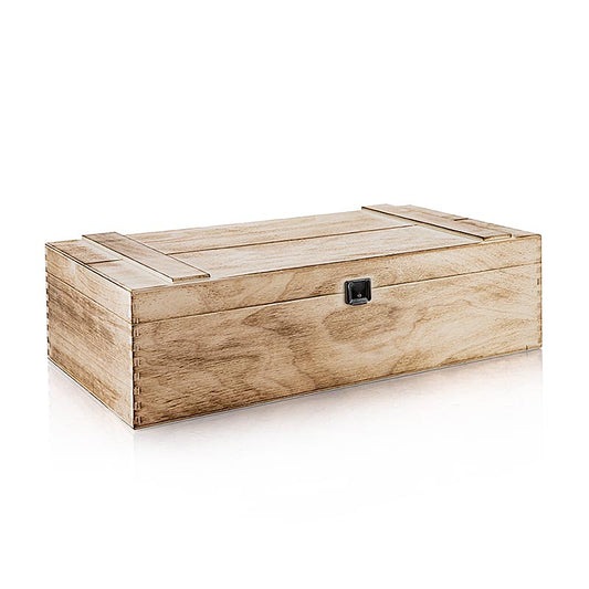 Wijncadeaudoos "Houten kist geflambeerd", 2-delige cadeaudoos, 370x185x98mm, 1 stuk