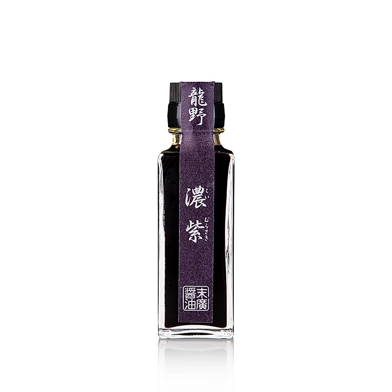 100 ml bottle of Suehiro Shoyu Sandanshikomi with rich, deep color and elegant packaging