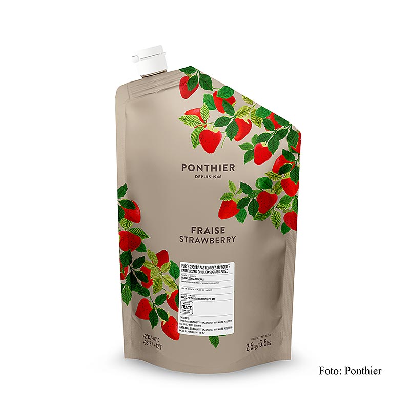 Ponthier aardbeienpuree, met suiker, 2,5 kg, 2,5 kg