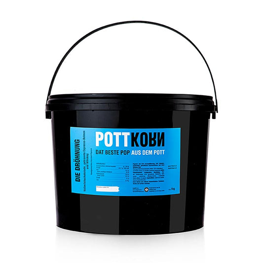 Delicious and indulgent Pottkorn - De Dröhnung popcorn with a rich combination of chocolate, espresso, and whisky, in a 1 kg bag