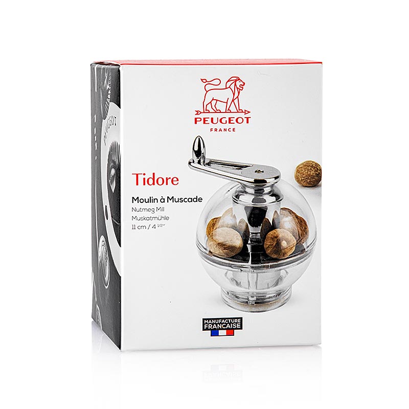 Nootmuskaatrasp TIDORE made of 11cm H acrylic by Peugeot, comes with 30g of nutmeg, a stylish and efficient kitchen tool