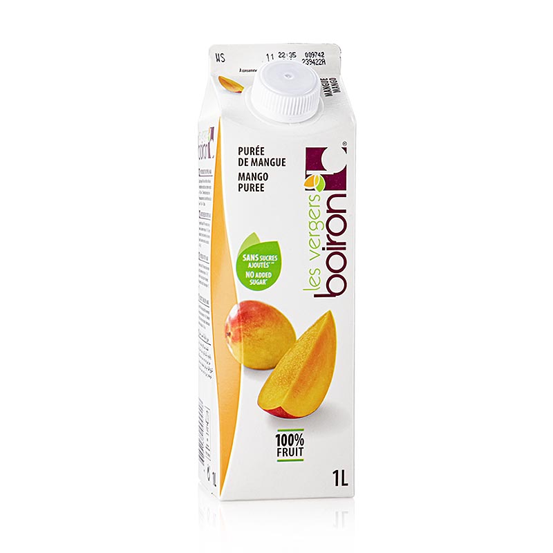 Boiron mango puree, pasteurized, 100% natural fruit, 1 liter, perfect for smoothies and desserts