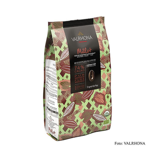 Valrhona Millot, donkere couverture, 74% cacao, callets (31508), BIO, 3 kg