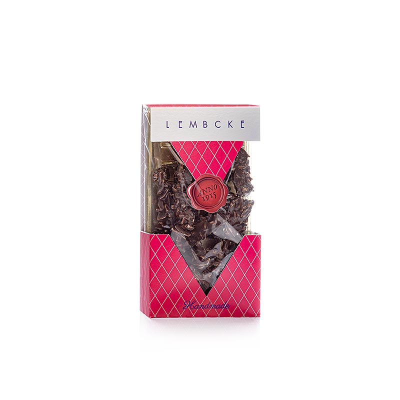 Indulge in the rich, dark chocolate and almond flavors of Thee biscuits Mandini Cacao Dark, amandelschaafsel, donker, Lembcke, 100 g