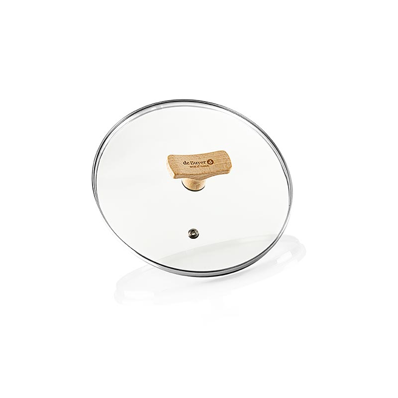deBUYER B Bois universele glazen deksel met beukenhouten handvat, Ø 20 cm, 1 stuk