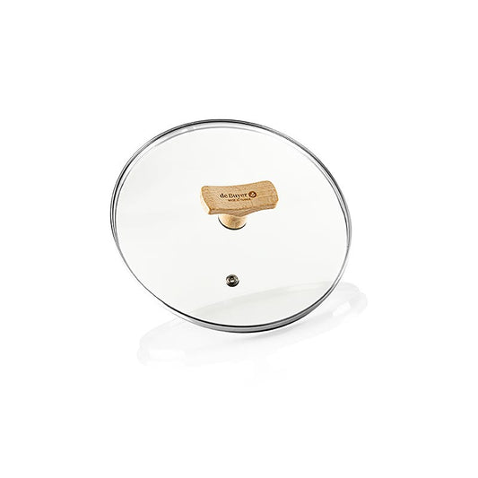deBUYER B Bois universele glazen deksel met beukenhouten handvat, Ø 20 cm, 1 stuk