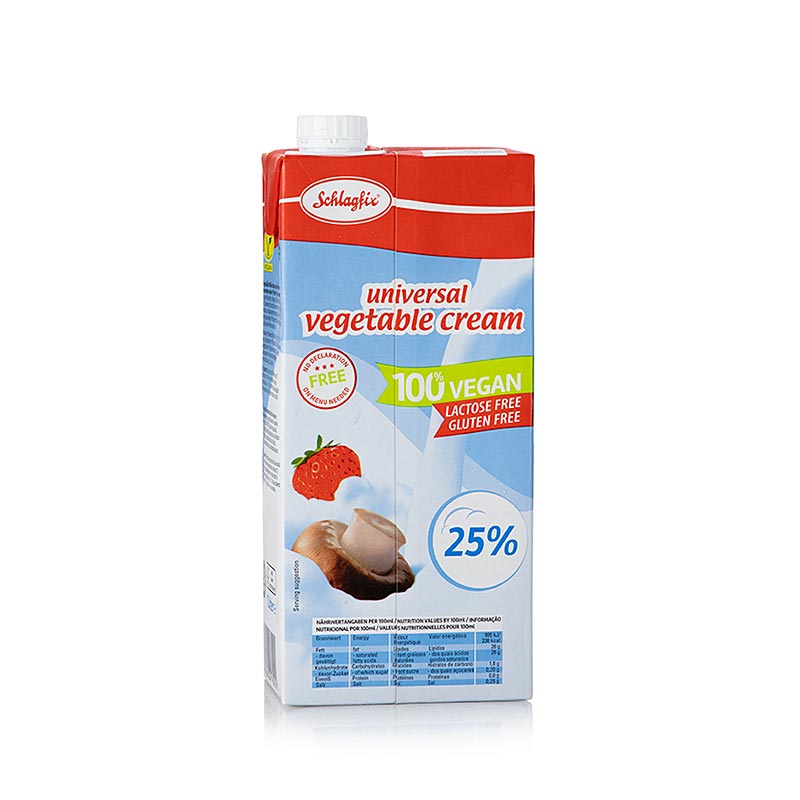 Slagroom universeel, 25% vet, veganistisch, Schlagfix, 1 l