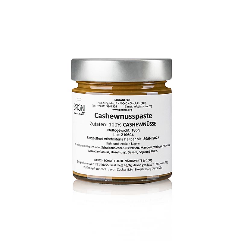 Cashewpasta, geroosterd, 100% cashewnoten, Pariani, 180 g