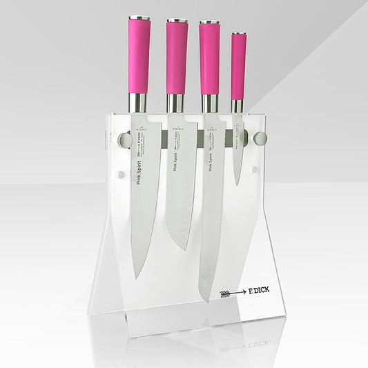 High-quality Pink Spirit acryl messenblok 4Knives with 4 Dick knives, perfect for any kitchen