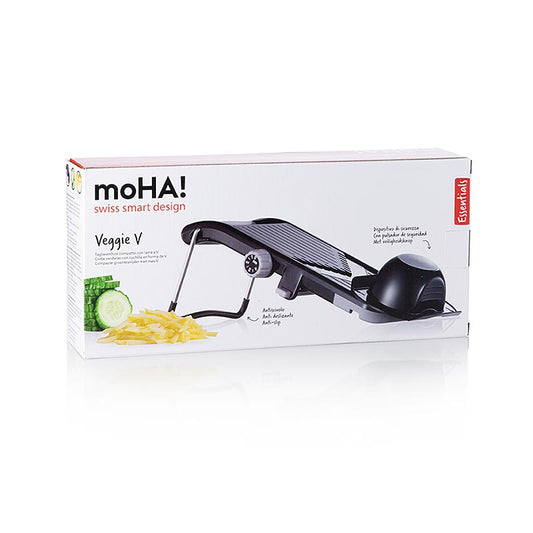 VEGGIE V, groentesnijder, schijfjes & julienne van 0-4 mm, zwart, met vingerbescherming, 1 stuk
