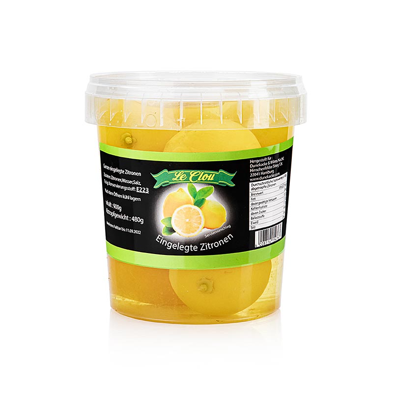 Gepekelde hele citroenen, gezouten, 900 g - traditional preserved lemons in brine, perfect for adding a tangy kick to your dishes