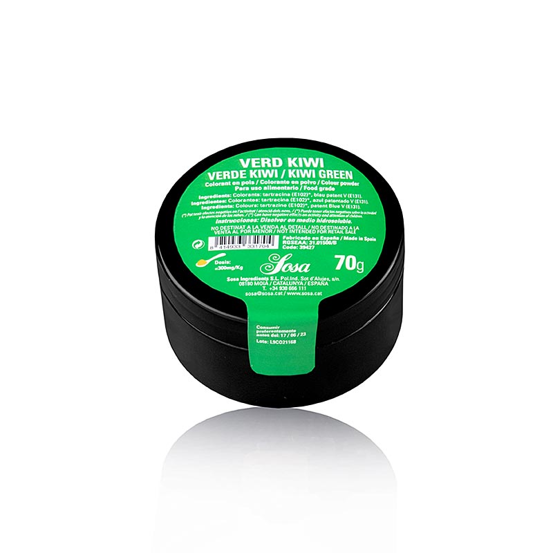 Sosa voedingskleurstof kiwigroen, poeder, wateroplosbaar (39427), 70 g