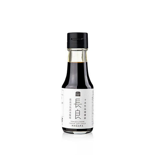 Sojasaus - Tamari, Nagara , 2 jaar in houten vat, 100 ml: traditional Japanese soy sauce aged for 2 years in a wooden barrel, 100 ml bottle