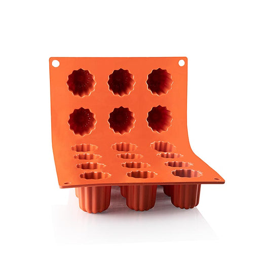 Siliconenmat - 18 Bordelais/Canele, Ø35x35 mm, 17,5x30 cm, Pavoni, 1 stuk