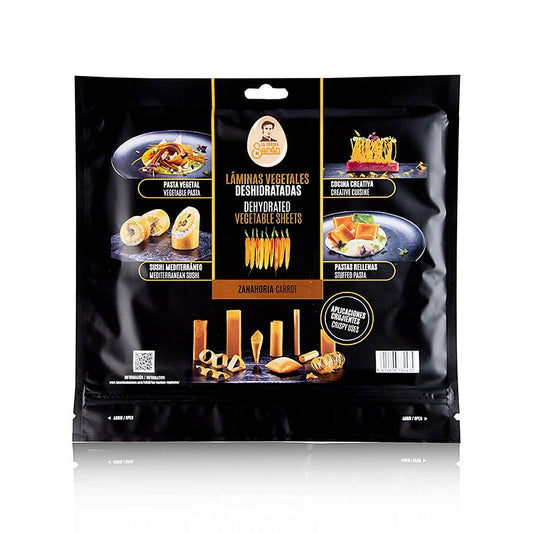 Vegetarisch eetbaar papier 'Wortel' van La Cocina de Senén, 220 g, 10 vellen - gezonde en smakelijke wortelsmaak, perfect voor creatieve gerechten en decoratie