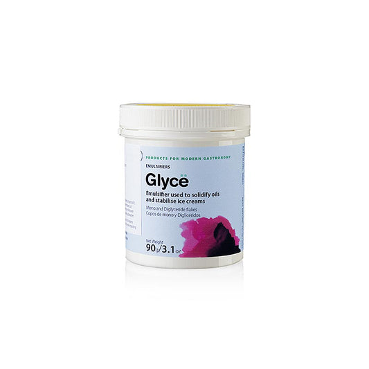 Image of TÖUFOOD GLYCË emulgator, a 90g product used in food manufacturing for emulsifying and stabilizing ingredients