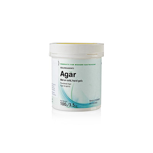 Close-up of TÖUFOOD AGÄR geleermiddel agar agar 100 g product packaging on white background