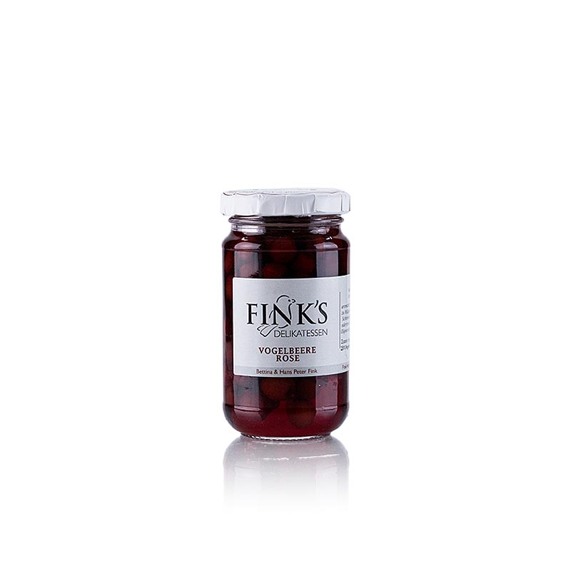 Foto van 210 g pot Fink's Delikatessen Rosé lijsterbessen met lijsterbessenbrandewijn