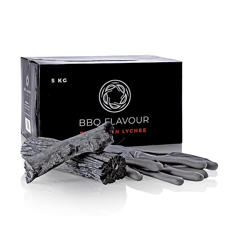 5 kg of Binchotan white lychee charcoal specifically designed for SHICHIRIN and Yakiniku montargo grills, known for their high heat and long-lasting burn