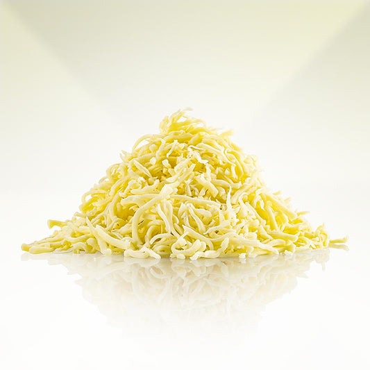 Freshly grated 40% dry matter Mozzarella cheese from Noordhoek, packed in 2 kg packaging