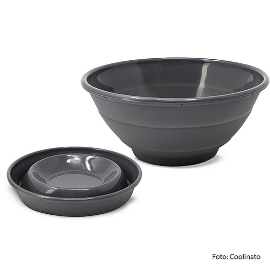 Foldable grey 24cm silicone bowl by Coolinato, perfect for outdoor use and easy storage