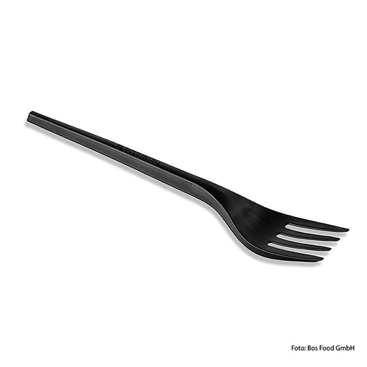 Reusable 168mm Naturesse black CPLA fork, 50-pack, ideal for eco-friendly dining